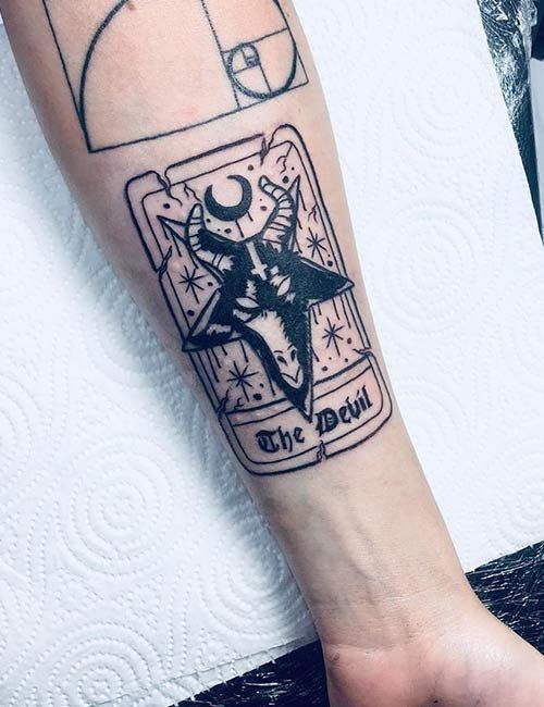 Goat Demon French tattoo on wrist for man